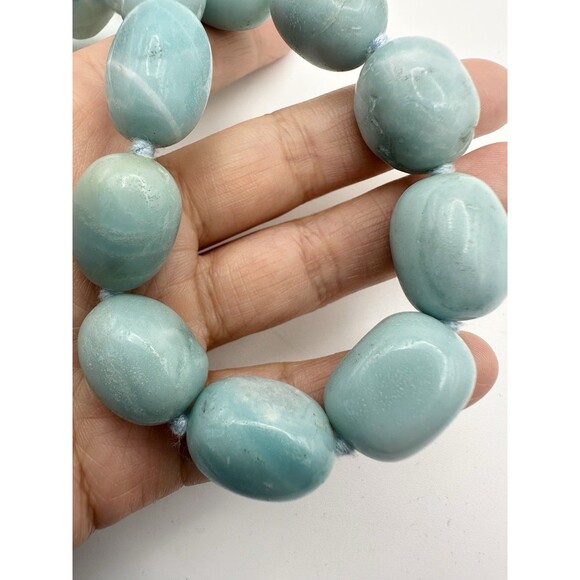 GSJ 925 Sterling Silver Amazonite Chunky Beaded Necklace 19” - Picture 7 of 9